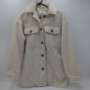 Universal Thread Cozycore Heavy Textured Wool Blend Jacket Coat Ivory Size XS